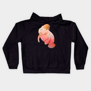 Pink Beanie Manatee Kids Hoodie